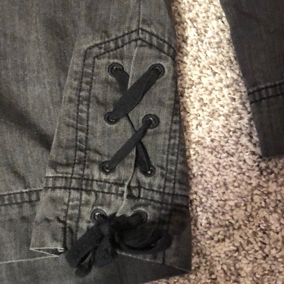 MADEWELL Lace up side Black Denim shirt - Picture 6 of 8